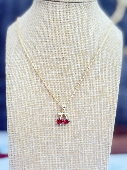 Delicate Necklace with a Cherry Pendant
