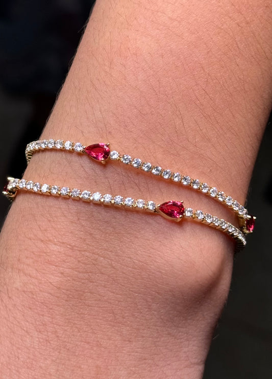 Rhinestones and Fucsia crystal Bracelet