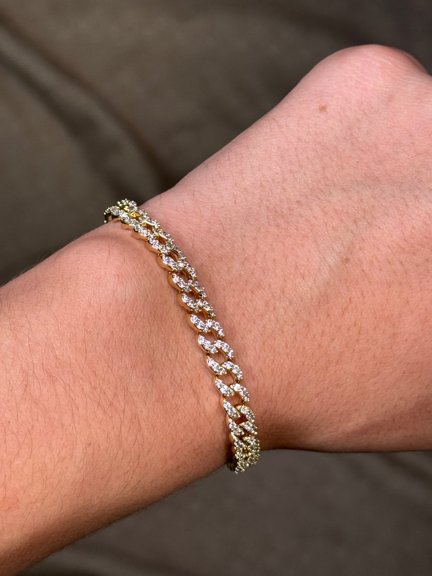 Rhinestone Decorated Cuban Link Bracelet